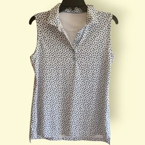 Peter Millar Blue and White Sleeveless Golf Polo